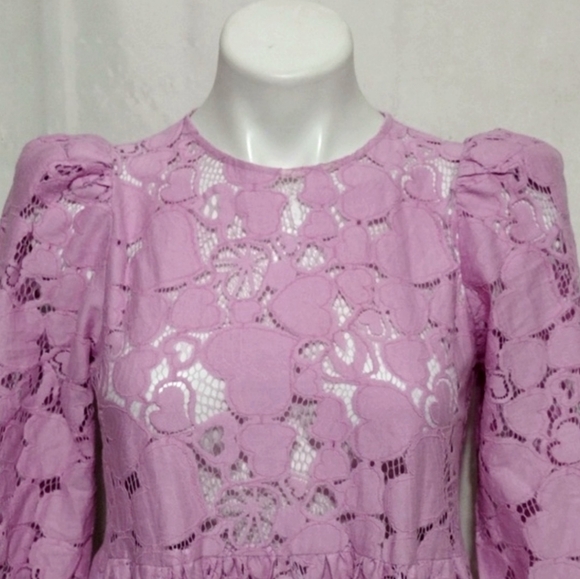 Mr. Larkin May Orchid Pink Cuore Lace Prairie Maxi Dress XS Romantic Designer - Picture 5 of 17